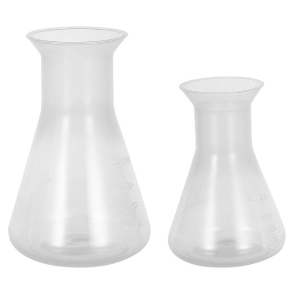 FUTUREORYY 2Pcs Transparent Plastic Chemistry Bottle Flask Excellent Chemical Resistance for Lab Use