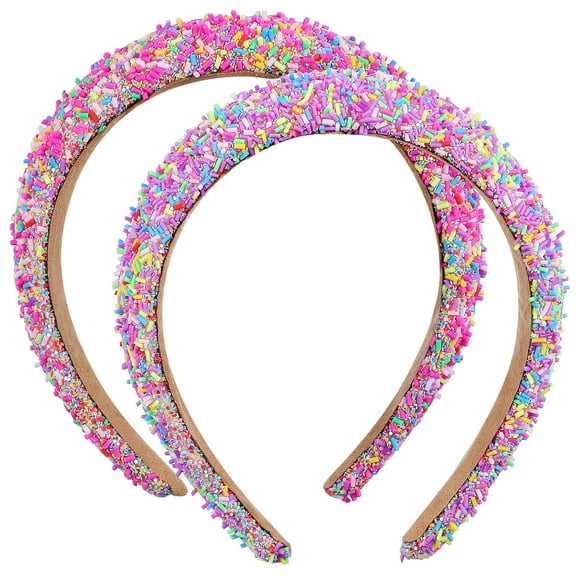 FUTUREORYY 2Pcs Wide Padded Headband Sparkly Sprinkle Hairband Fashionable Hair Accessory