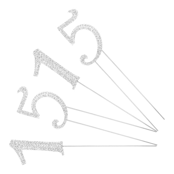 FUTUREORYY 2Sets Plated Silver Sparkling Rhinestone Number 15 Cake Topper Elegant Birthday Anniversary Party Decoration