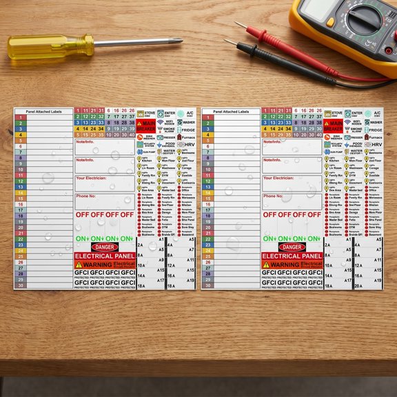 FUTUREORYY Multi-Color PVC Electrical Box Labels, Self-Adhesive, , Ideal for Home Use, 2 Sheets