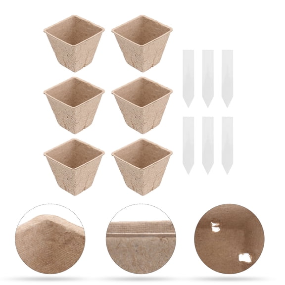 FUTUREORYY Garden Planting Pot Pulp Light Brown 40Pcs Cups with 10 Labels