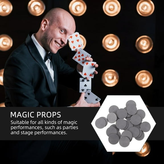 FUTUREORYY 30Pcs Grey Circular Plastic Coins for Illusion Enhancement Props