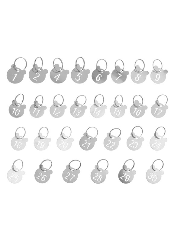 numbered key labels Stainless Steel Bear Shape, 1-30 Number Tags 30 Pieces