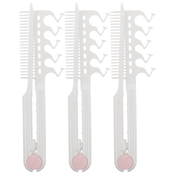 FUTUREORYY 3Pcs Compact Foldable Hair Straightening Comb with V Shape for Easy Portable Styling