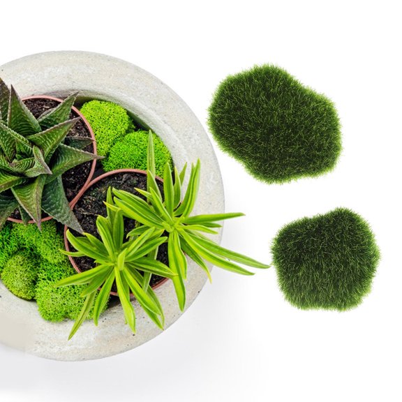 FUTUREORYY 3Pcs Faux Mossy Stone Green Foam Models for Bonsai Decoration, Realistic Moss Effect, and Lightweight
