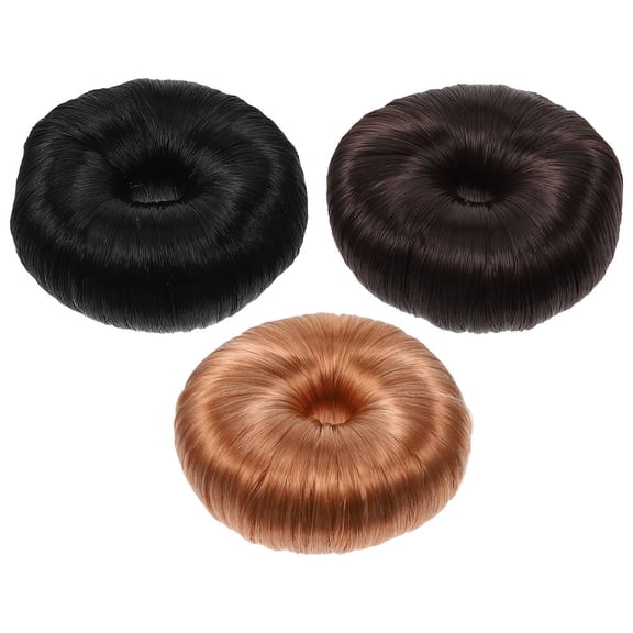 FUTUREORYY 3Pcs Hair Donut Bun Makers Assorted Color Synthetic Hair Bun Rope for Effortless Styling