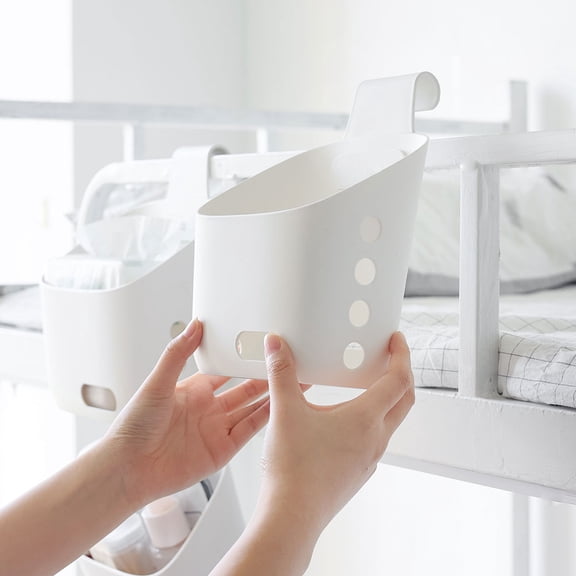 FUTUREORYY 3Pcs Hanging Bathroom Basket Plastic White Sundries Storage Container for Walls