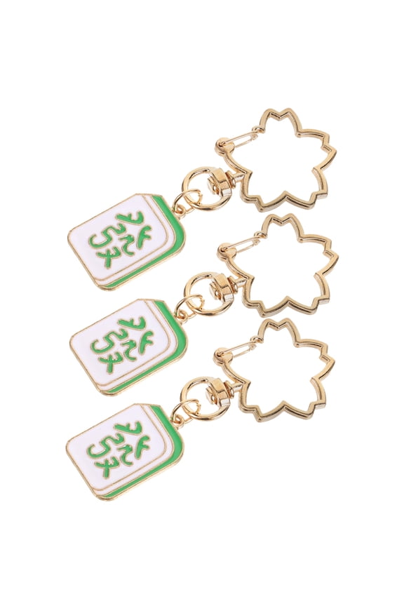 3-Pack Mahjong Tile Keychain Set, Stylish Metal Bag Charm and Key Accessories for Everyday Use