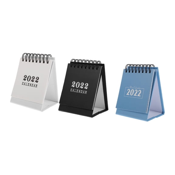 FUTUREORYY 3Pcs Portable 2022 Tabletop Calendar Paper Coil Design for Note Taking and Planning