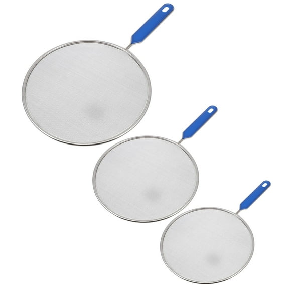 FUTUREORYY 3Pcs Stainless Steel Pot Lids with Mesh Screen and Long Handle for Household Frying Pan Protection