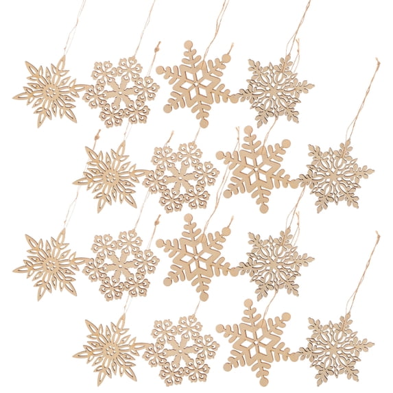 FUTUREORYY 40-Pcs Hand Painting Snowflake Craft Wooden Ornaments for Holiday Season Wall Decoration Craft Project