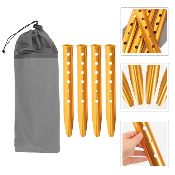FUTUREORYY 4Pcs Lightweight Metal Tent Stakes Secure Tent for Beach and Snowy Terrain 12.2x1.4x0.04in