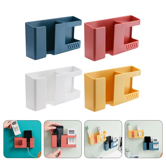 FUTUREORYY 4Pcs Nail Free Wall Mounted Boxes Wall Racks for Mobile Phone and Sundries Storage