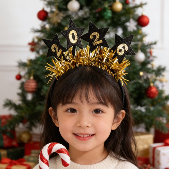 FUTUREORYY 4-Piece New Year 2026 Holiday Headbands, Party Favor Accessories for New Year's Eve Celebration