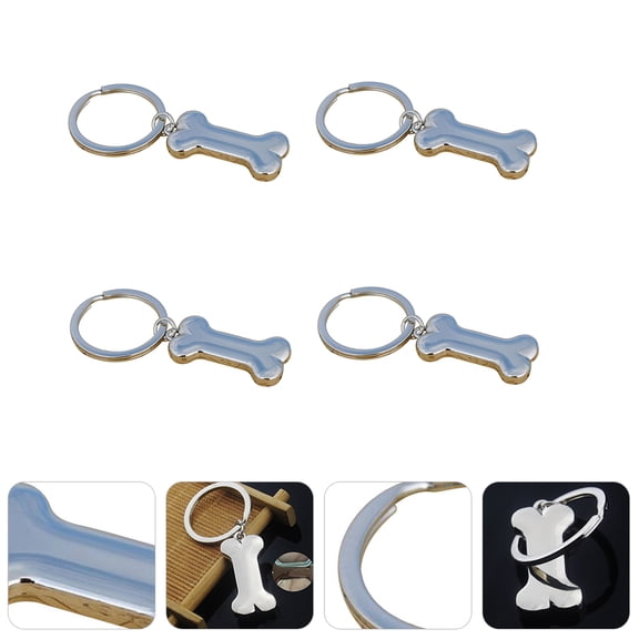 FUTUREORYY 4Pcs Pendant Keyring Keychain Chain Bone Shape Key Organizer