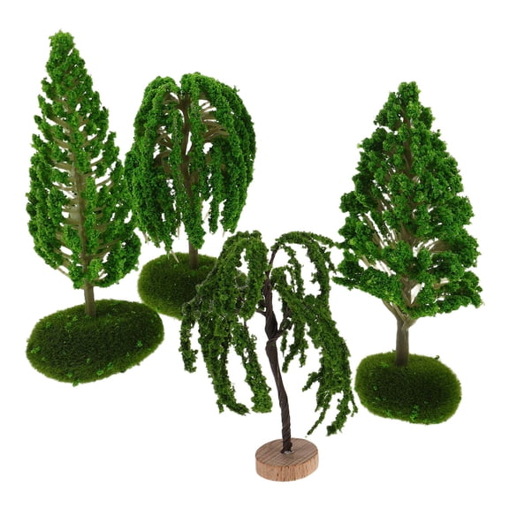 FUTUREORYY Set of 4 Realistic Green Model Trees for Diorama, Landscape, Tabletop, and Craft Projects