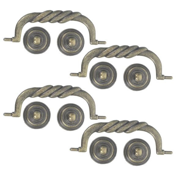 FUTUREORYY 4Pcs Rustic Bronze Drop Bail Drawer Pulls Zinc Alloy Handles for Cabinet Wardrobe Doors