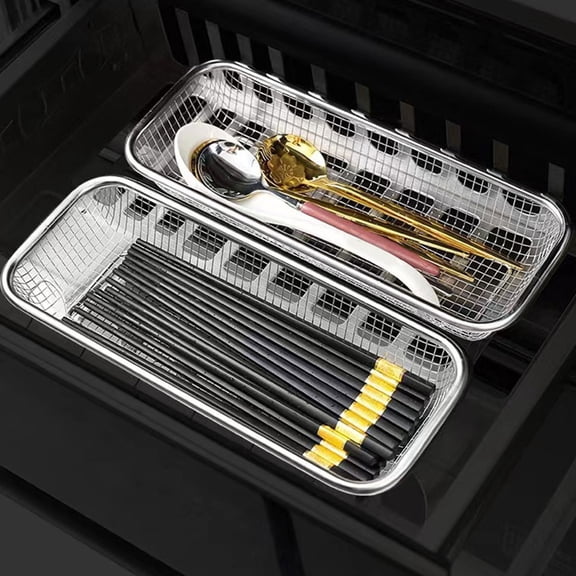 FUTUREORYY 4-Pack Stainless Steel Dishwasher Basket with Mesh for Small Item Storage, Plated, Kitchen Organizer