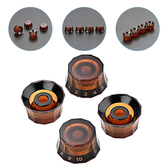 FUTUREORYY 4-Pack Creative Light Brown Plastic Volume Knobs with 12-Angle Design for Musicians and Audio Equipment