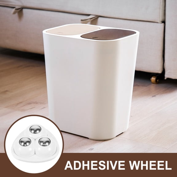 FUTUREORYY 4-Pack White Steel Sticky-On Casters with Three- Design, Caster Wheels for Projects and Furniture