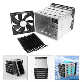 FUTUREORYY 5-Bay 3.5-Inch Hard Drive Enclosure Cage with Cooling Fan Mounting Bracket for Desktop PC Storage Rack