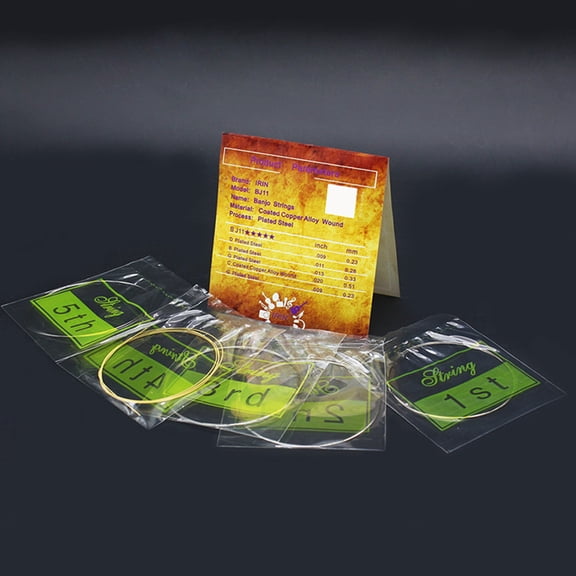 FUTUREORYY 5Pcs 5 String Banjo Strings Copper Alloy Coated for Easy Replacement and Vibrant Tone