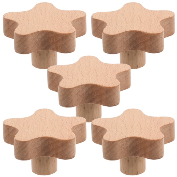 FUTUREORYY Sturdy Light Brown Wood Hooks, Star Design for Hats and Bags (5Pcs)