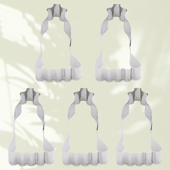 FUTUREORYY 5Pcs Non Stick Stainless Steel Cookie Cutter Evening Dress Shape for Baking