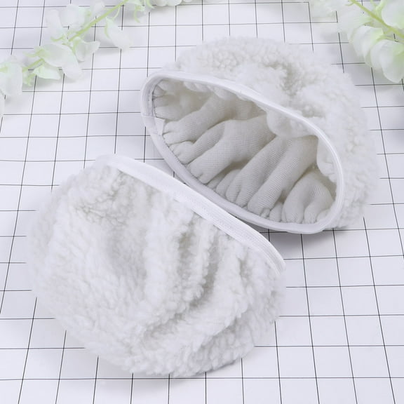 FUTUREORYY 5Pcs White Lambswool Bonnet for Car Wax Application with High Water Absorption