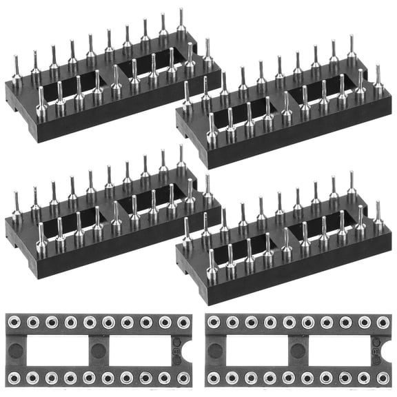 FUTUREORYY 6Pcs Black Rectangular IC Socket for PCB Circuit Assembly Gold Plated Copper Plastic 0.98x0.39x0.28in