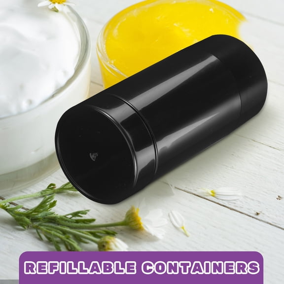 FUTUREORYY 6Pcs Black Refillable Containers for Antiperspirant and Creams with Durable Compact Design