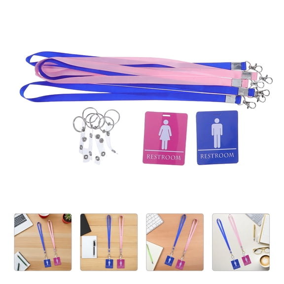 FUTUREORYY 6-Pack Gender Neutral Bathroom Pass Lanyards with Plastic Badge Holders for School and Office Use