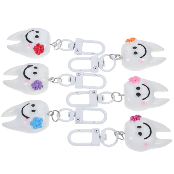 FUTUREORYY Funny Tooth Keychains Blue Resin 6pcs