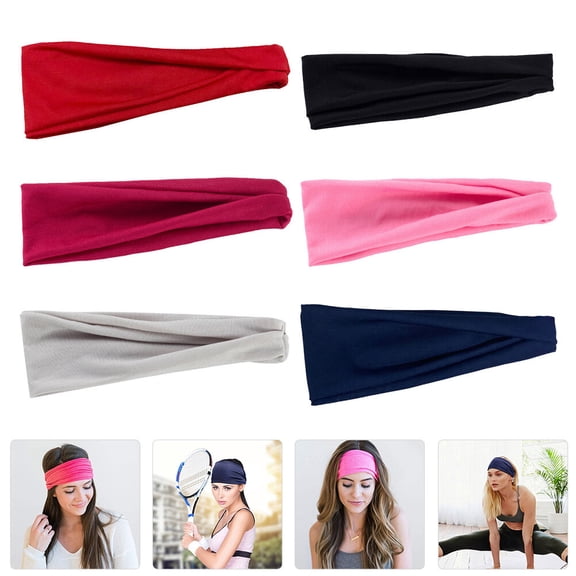 FUTUREORYY 6Pcs Light Gray Workout Headbands for Yoga and Running Sweat-Absorbing and Elastic