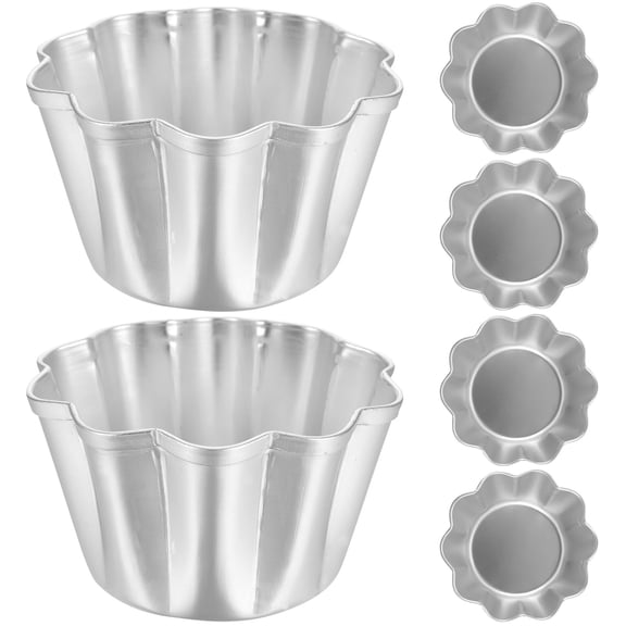 FUTUREORYY 6Pcs Multi Use Pudding Mold Plated Silver Aluminum Alloy Baking Mold for Home