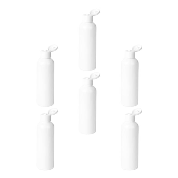 FUTUREORYY 6-Pack Travel Cosmetic Bottles Refillable Plastic Liquid Dispenser Round White 15.4x4.5cm Ideal for Business Trips