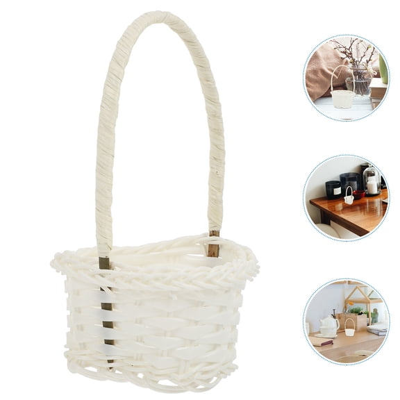FUTUREORYY 6Pcs White Country Style Rattan Storage Basket Perfect for Home and Hotel Use