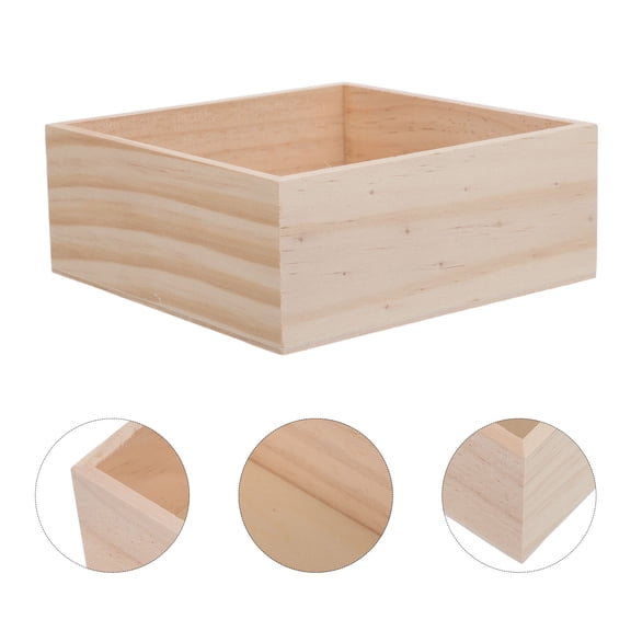 FUTUREORYY 6Pcs Wood Cube Planter Boxes Light Yellow Rustic Unfinished Small Wooden Storage Organizer