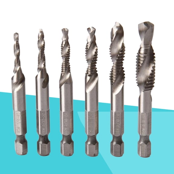 FUTUREORYY 6pcs Multifunction Drill Bit Set Silver for Various Drilling Applications