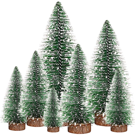 FUTUREORYY 7Pcs Desktop Xmas Tree Synthetic Material Craft Display for Family