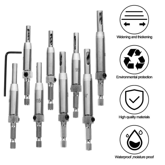 FUTUREORYY 8Pcs Drill Bits for Self Centering Hinge Drill Bit Set 4.40X0.47X0.47 Inch