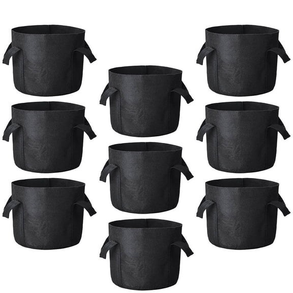 FUTUREORYY 9Pcs Black Felt Plant Storage Pouches with Handle for Herb Vegetable Growing