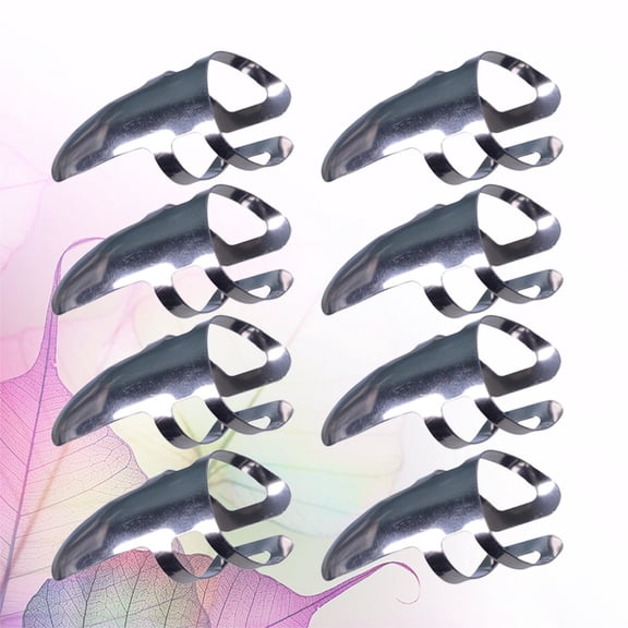 FUTUREORYY 9Pcs Stainless Steel Adjustable Guitar Finger Plectrum for Electric and Acoustic Instruments in Plated Silver