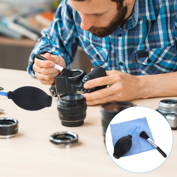 FUTUREORYY Air Blower with Soft Brush for Electronics Camera Lens Dust Removal Plastic Construction 1 Set