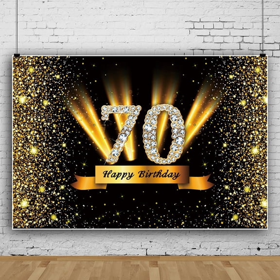 FUTUREORYY Backdrop Photo 70Th Birthday Vinyl Background Cloth with Shiny Letter Design for Decoration