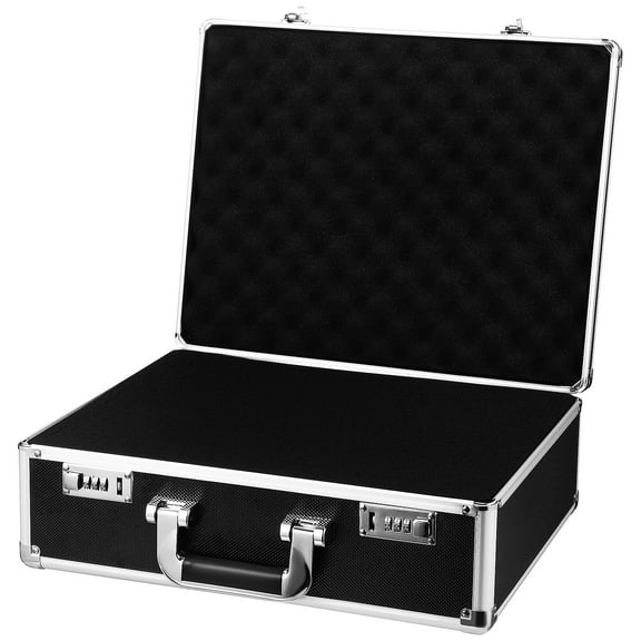 FUTUREORYY Black Aluminum Alloy Tool Box with Password Lock and Sponge Interior for Home Garage Use
