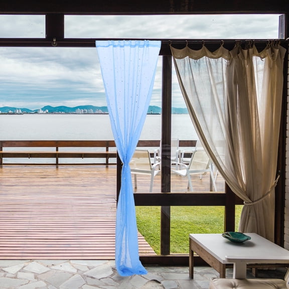 FUTUREORYY Sheer Curtains with Star Design, Lightweight Window Drapes for Bedroom and Living Room Privacy