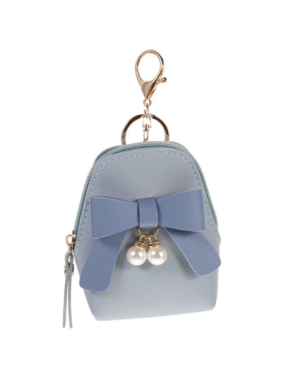 Bow Style Zipper Pouch, Lightweight PU Key Bag for Small Essentials