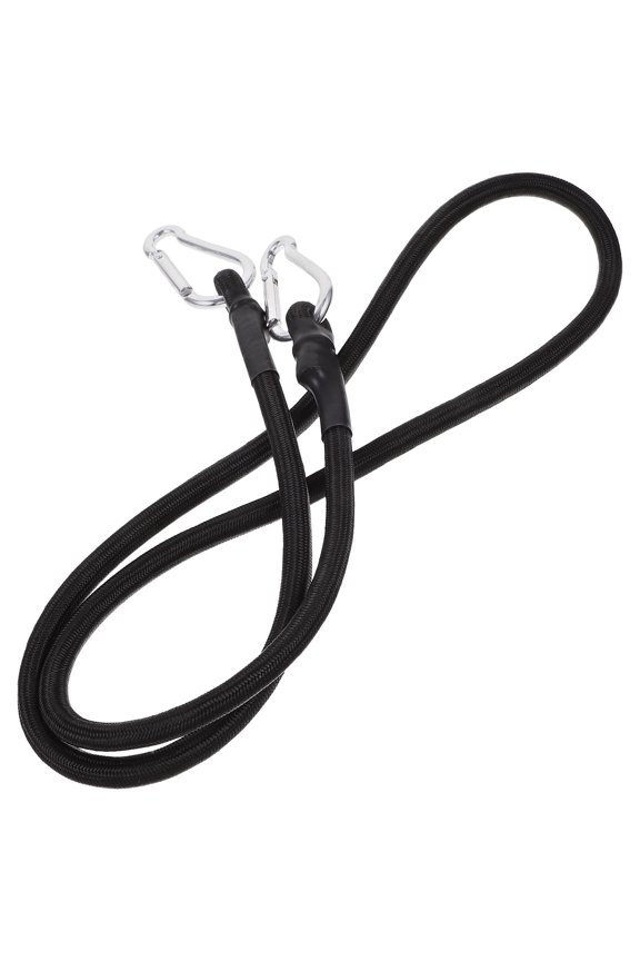 Bundling Rope with Carabiner Hook Elastic Motorcycle Luggage Strap for Outdoor Bike Use Black