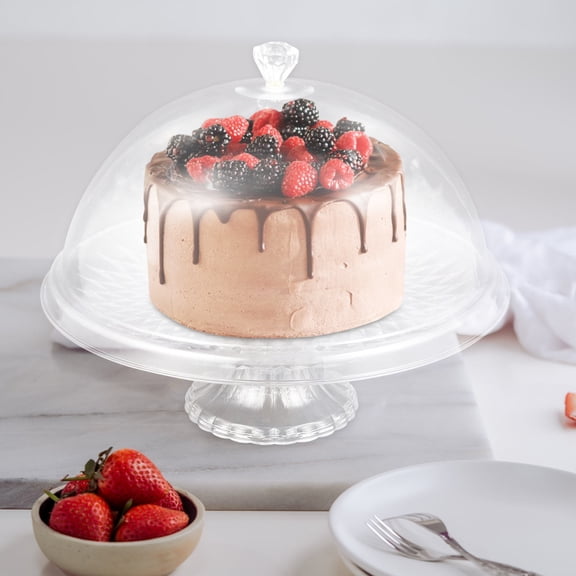 FUTUREORYY Cake Serving Tray with Dome Cover Transparent Cake Holder for Dessert and Fruit Storage